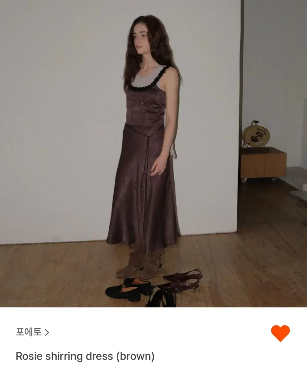 포에토 Rosie shirring dress brown FOETO